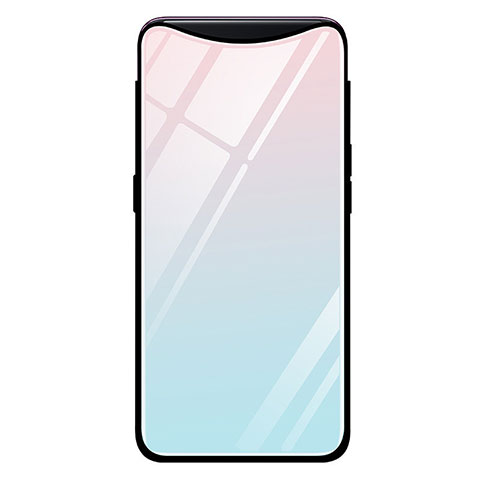 Carcasa Bumper Funda Silicona Espejo Gradiente Arco iris H01 para Oppo Find X Super Flash Edition Cian