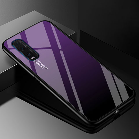 Carcasa Bumper Funda Silicona Espejo Gradiente Arco iris H01 para Oppo Find X2 Morado