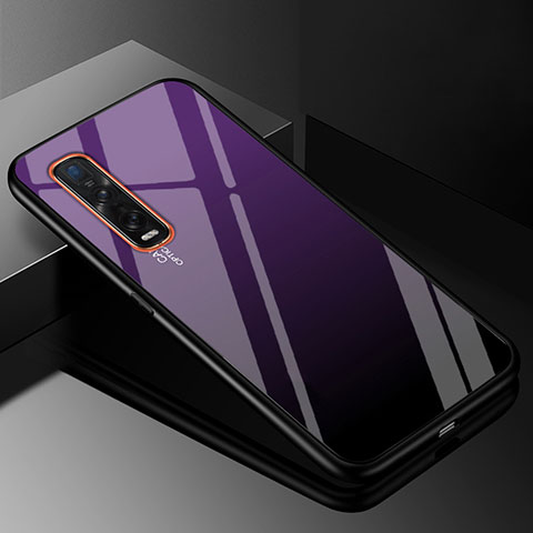 Carcasa Bumper Funda Silicona Espejo Gradiente Arco iris H01 para Oppo Find X2 Pro Morado