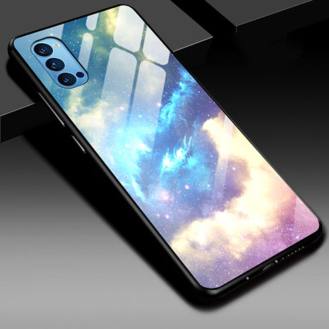 Carcasa Bumper Funda Silicona Espejo Gradiente Arco iris H01 para Oppo Reno4 Pro 5G Vistoso