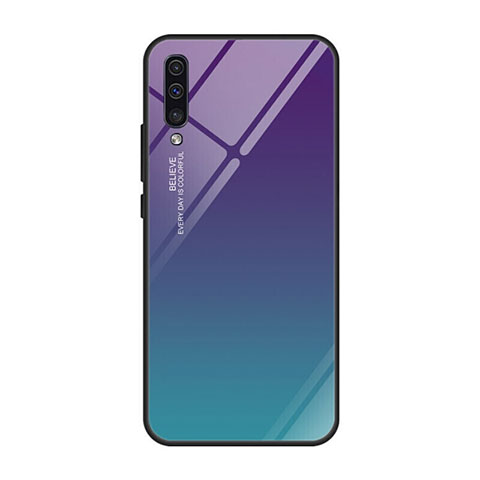 Carcasa Bumper Funda Silicona Espejo Gradiente Arco iris H01 para Samsung Galaxy A70S Morado