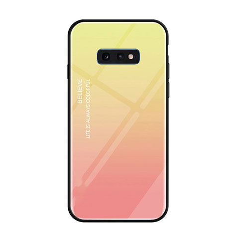 Carcasa Bumper Funda Silicona Espejo Gradiente Arco iris H01 para Samsung Galaxy S10e Rosa