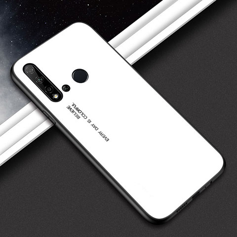 Carcasa Bumper Funda Silicona Espejo Gradiente Arco iris H02 para Huawei Nova 5i Blanco