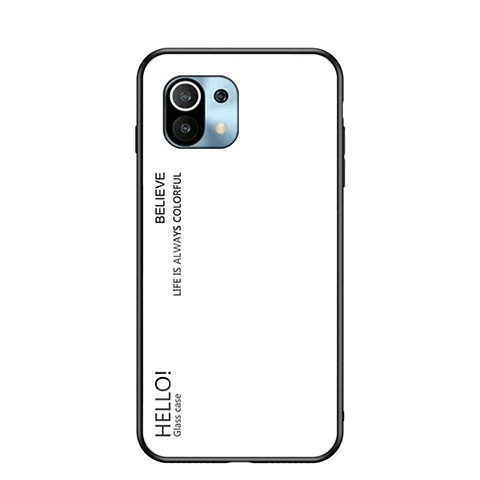 Carcasa Bumper Funda Silicona Espejo Gradiente Arco iris H02 para Xiaomi Mi 11 Lite 5G Blanco