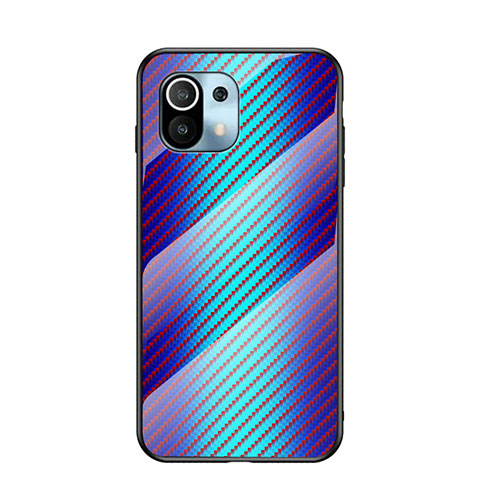 Carcasa Bumper Funda Silicona Espejo Gradiente Arco iris H03 para Xiaomi Mi 11 Lite 5G Azul