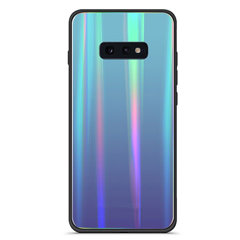 Carcasa Bumper Funda Silicona Espejo Gradiente Arco iris H04 para Samsung Galaxy S10e Cian