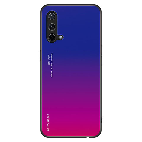 Carcasa Bumper Funda Silicona Espejo Gradiente Arco iris JM1 para OnePlus Nord CE 5G Rosa Roja