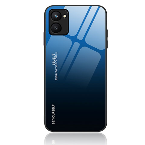 Carcasa Bumper Funda Silicona Espejo Gradiente Arco iris JM1 para Realme C33 (2023) Azul