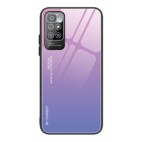 Carcasa Bumper Funda Silicona Espejo Gradiente Arco iris JM1 para Xiaomi Redmi 10 (2022) Purpura Claro