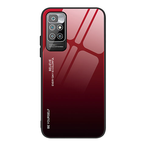 Carcasa Bumper Funda Silicona Espejo Gradiente Arco iris JM1 para Xiaomi Redmi 10 (2022) Rojo