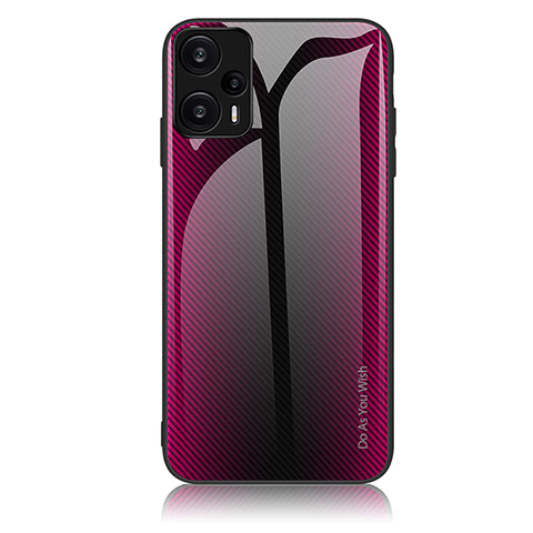 Carcasa Bumper Funda Silicona Espejo Gradiente Arco iris JM1 para Xiaomi Redmi Note 12 Turbo 5G Rosa Roja