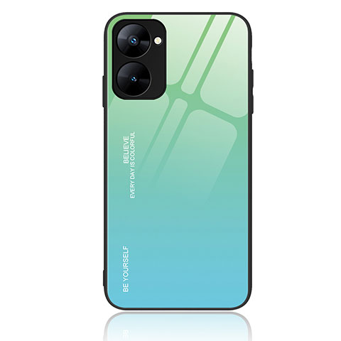 Carcasa Bumper Funda Silicona Espejo Gradiente Arco iris JM2 para Realme Q5x 5G Verde