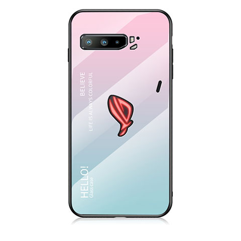 Carcasa Bumper Funda Silicona Espejo Gradiente Arco iris LS1 para Asus ROG Phone 3 Cian