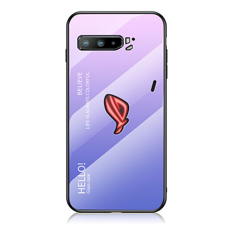 Carcasa Bumper Funda Silicona Espejo Gradiente Arco iris LS1 para Asus ROG Phone 3 Strix ZS661KS Purpura Claro