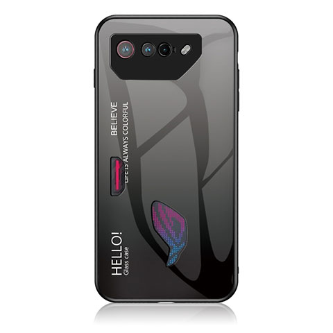 Carcasa Bumper Funda Silicona Espejo Gradiente Arco iris LS1 para Asus ROG Phone 7 Pro Gris Oscuro