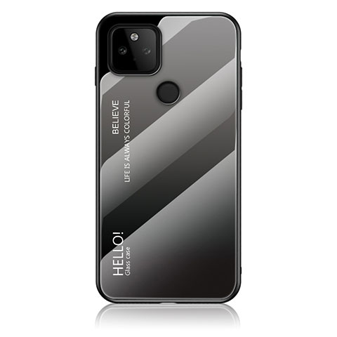 Carcasa Bumper Funda Silicona Espejo Gradiente Arco iris LS1 para Google Pixel 5a 5G Gris Oscuro