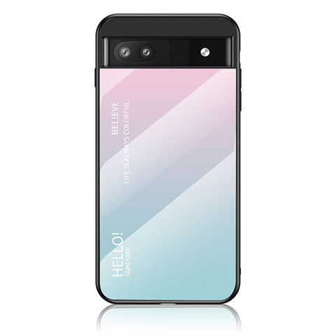 Carcasa Bumper Funda Silicona Espejo Gradiente Arco iris LS1 para Google Pixel 6a 5G Cian