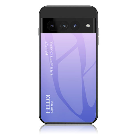 Carcasa Bumper Funda Silicona Espejo Gradiente Arco iris LS1 para Google Pixel 7 Pro 5G Purpura Claro