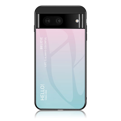 Carcasa Bumper Funda Silicona Espejo Gradiente Arco iris LS1 para Google Pixel 7a 5G Cian