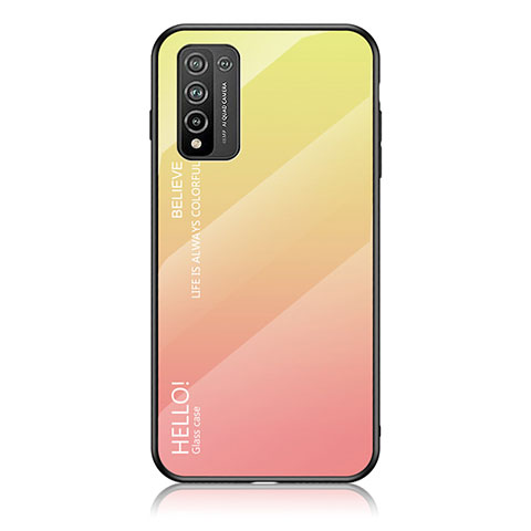 Carcasa Bumper Funda Silicona Espejo Gradiente Arco iris LS1 para Huawei Honor 10X Lite Amarillo