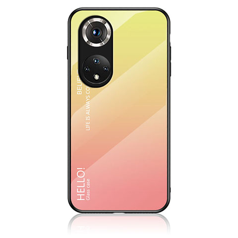 Carcasa Bumper Funda Silicona Espejo Gradiente Arco iris LS1 para Huawei Honor 50 5G Amarillo