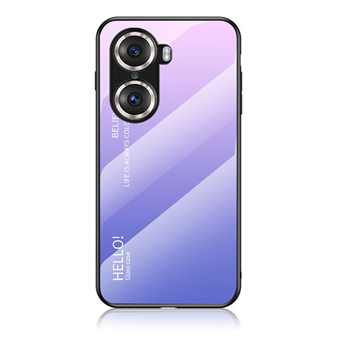 Carcasa Bumper Funda Silicona Espejo Gradiente Arco iris LS1 para Huawei Honor 60 5G Purpura Claro