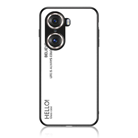 Carcasa Bumper Funda Silicona Espejo Gradiente Arco iris LS1 para Huawei Honor 60 Pro 5G Blanco