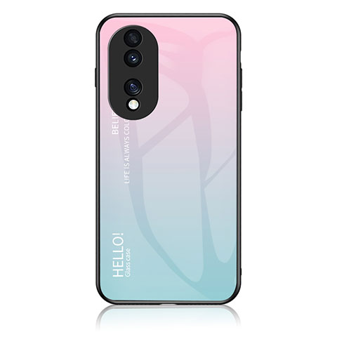 Carcasa Bumper Funda Silicona Espejo Gradiente Arco iris LS1 para Huawei Honor 70 5G Cian