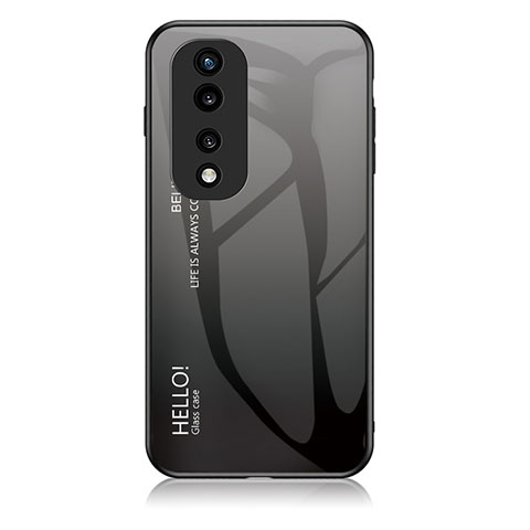 Carcasa Bumper Funda Silicona Espejo Gradiente Arco iris LS1 para Huawei Honor 70 Pro 5G Gris Oscuro