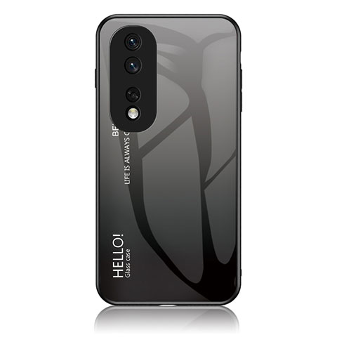 Carcasa Bumper Funda Silicona Espejo Gradiente Arco iris LS1 para Huawei Honor 80 5G Gris Oscuro