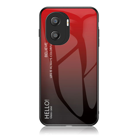 Carcasa Bumper Funda Silicona Espejo Gradiente Arco iris LS1 para Huawei Honor X40i 5G Rojo