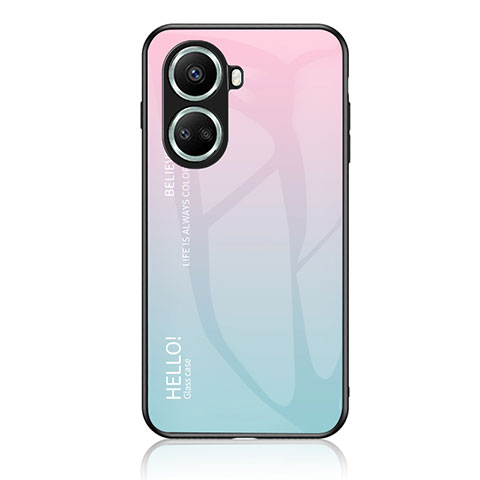 Carcasa Bumper Funda Silicona Espejo Gradiente Arco iris LS1 para Huawei Nova 10 SE Cian