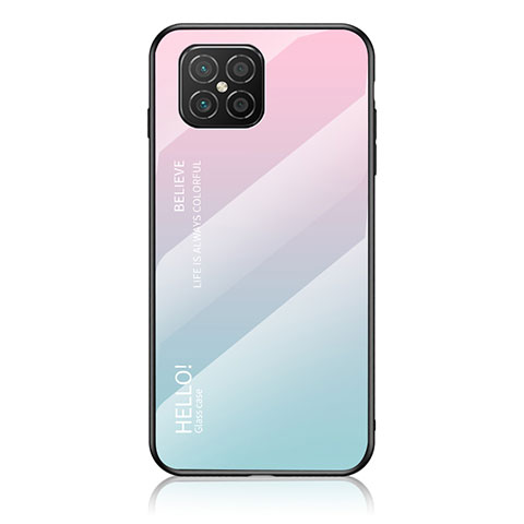 Carcasa Bumper Funda Silicona Espejo Gradiente Arco iris LS1 para Huawei Nova 8 SE 4G Cian