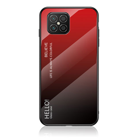 Carcasa Bumper Funda Silicona Espejo Gradiente Arco iris LS1 para Huawei Nova 8 SE 4G Rojo