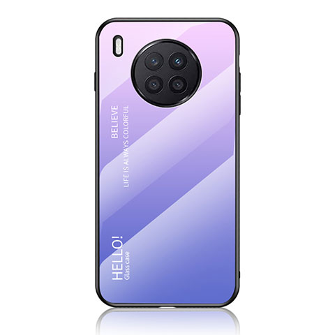 Carcasa Bumper Funda Silicona Espejo Gradiente Arco iris LS1 para Huawei Nova 8i Purpura Claro