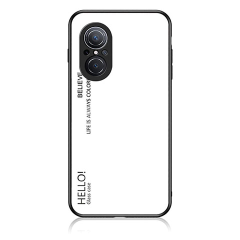 Carcasa Bumper Funda Silicona Espejo Gradiente Arco iris LS1 para Huawei Nova 9 SE Blanco