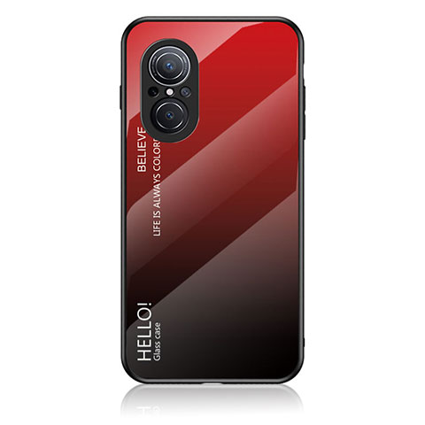 Carcasa Bumper Funda Silicona Espejo Gradiente Arco iris LS1 para Huawei Nova 9 SE Rojo