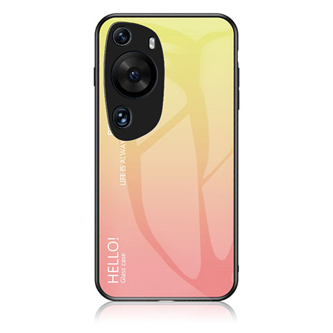 Carcasa Bumper Funda Silicona Espejo Gradiente Arco iris LS1 para Huawei P60 Art Amarillo