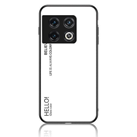 Carcasa Bumper Funda Silicona Espejo Gradiente Arco iris LS1 para OnePlus 10 Pro 5G Blanco