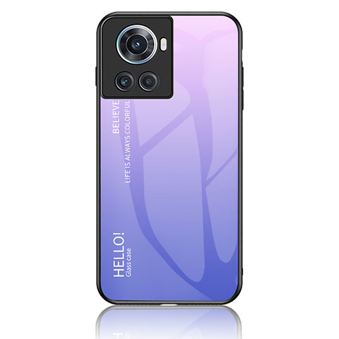 Carcasa Bumper Funda Silicona Espejo Gradiente Arco iris LS1 para OnePlus 10R 5G Purpura Claro