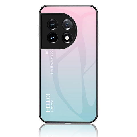 Carcasa Bumper Funda Silicona Espejo Gradiente Arco iris LS1 para OnePlus 11 5G Cian