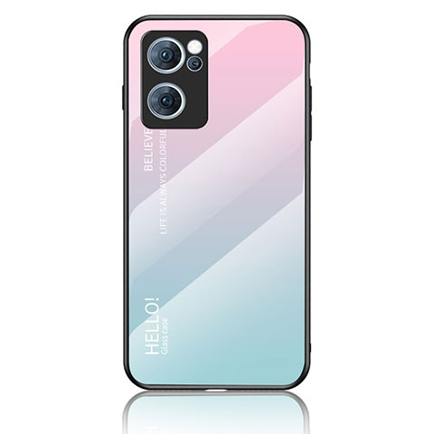 Carcasa Bumper Funda Silicona Espejo Gradiente Arco iris LS1 para OnePlus Nord CE 2 5G Cian