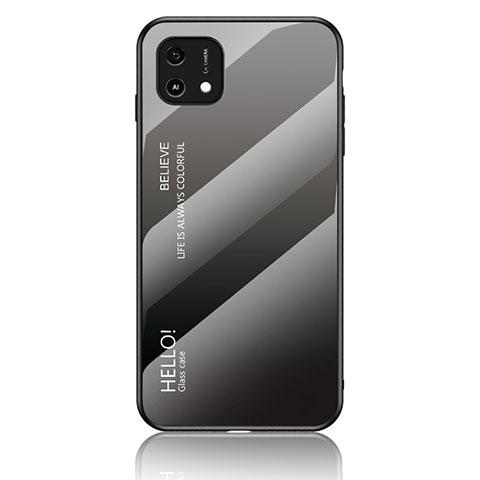 Carcasa Bumper Funda Silicona Espejo Gradiente Arco iris LS1 para Oppo A16e Gris Oscuro