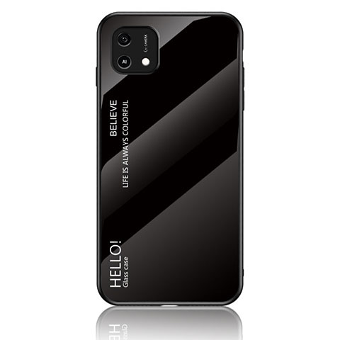 Carcasa Bumper Funda Silicona Espejo Gradiente Arco iris LS1 para Oppo A16e Negro