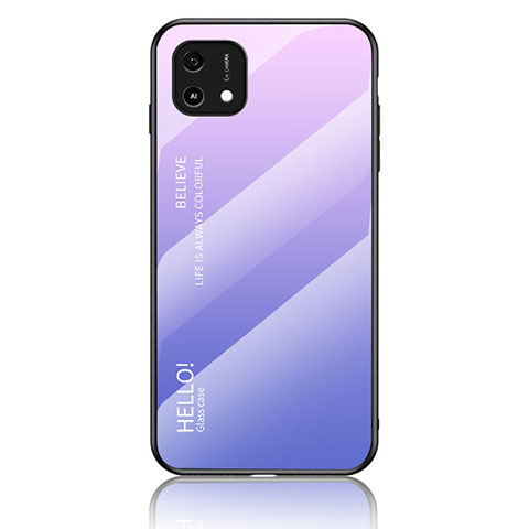 Carcasa Bumper Funda Silicona Espejo Gradiente Arco iris LS1 para Oppo A16e Purpura Claro