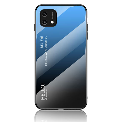 Carcasa Bumper Funda Silicona Espejo Gradiente Arco iris LS1 para Oppo A16K Azul