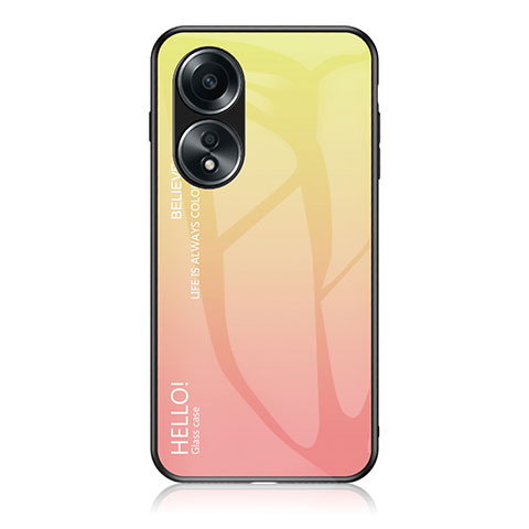 Carcasa Bumper Funda Silicona Espejo Gradiente Arco iris LS1 para Oppo A18 Amarillo