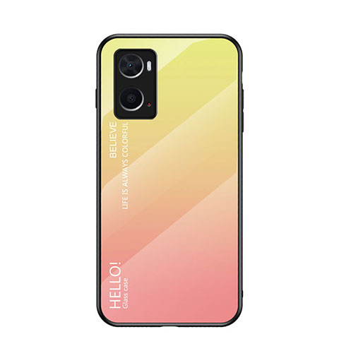 Carcasa Bumper Funda Silicona Espejo Gradiente Arco iris LS1 para Oppo A36 Amarillo