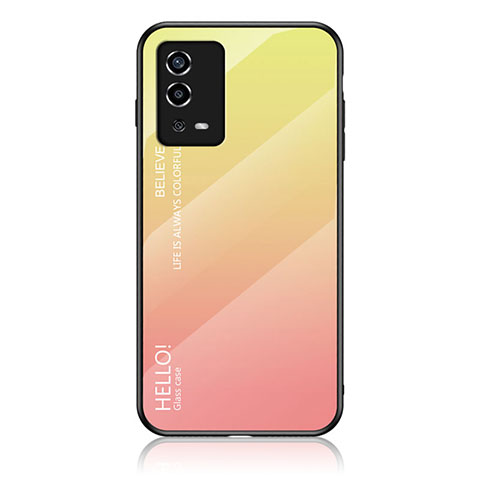 Carcasa Bumper Funda Silicona Espejo Gradiente Arco iris LS1 para Oppo A55 4G Amarillo