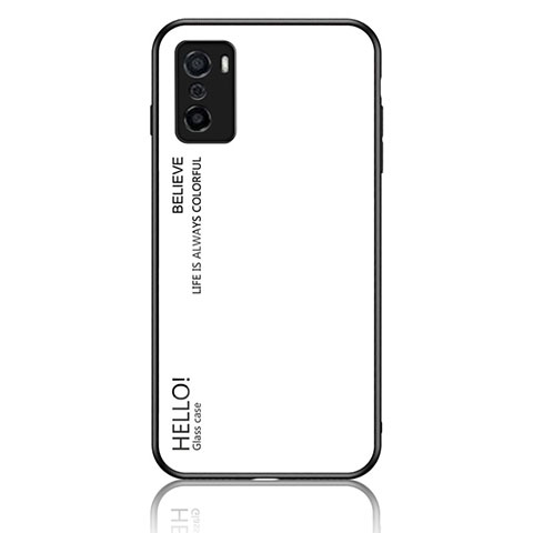 Carcasa Bumper Funda Silicona Espejo Gradiente Arco iris LS1 para Oppo A55S 5G Blanco